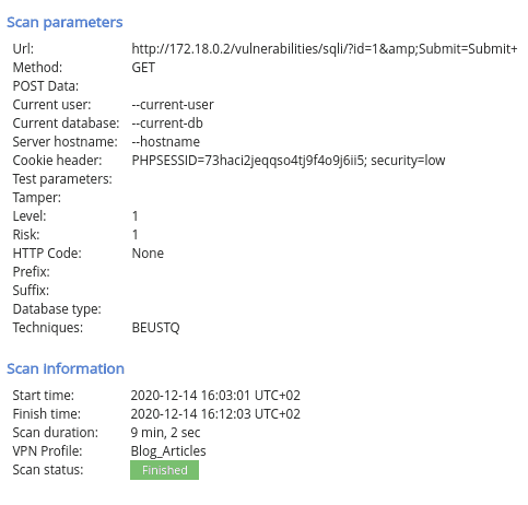SQLi exploiter - scan parameters